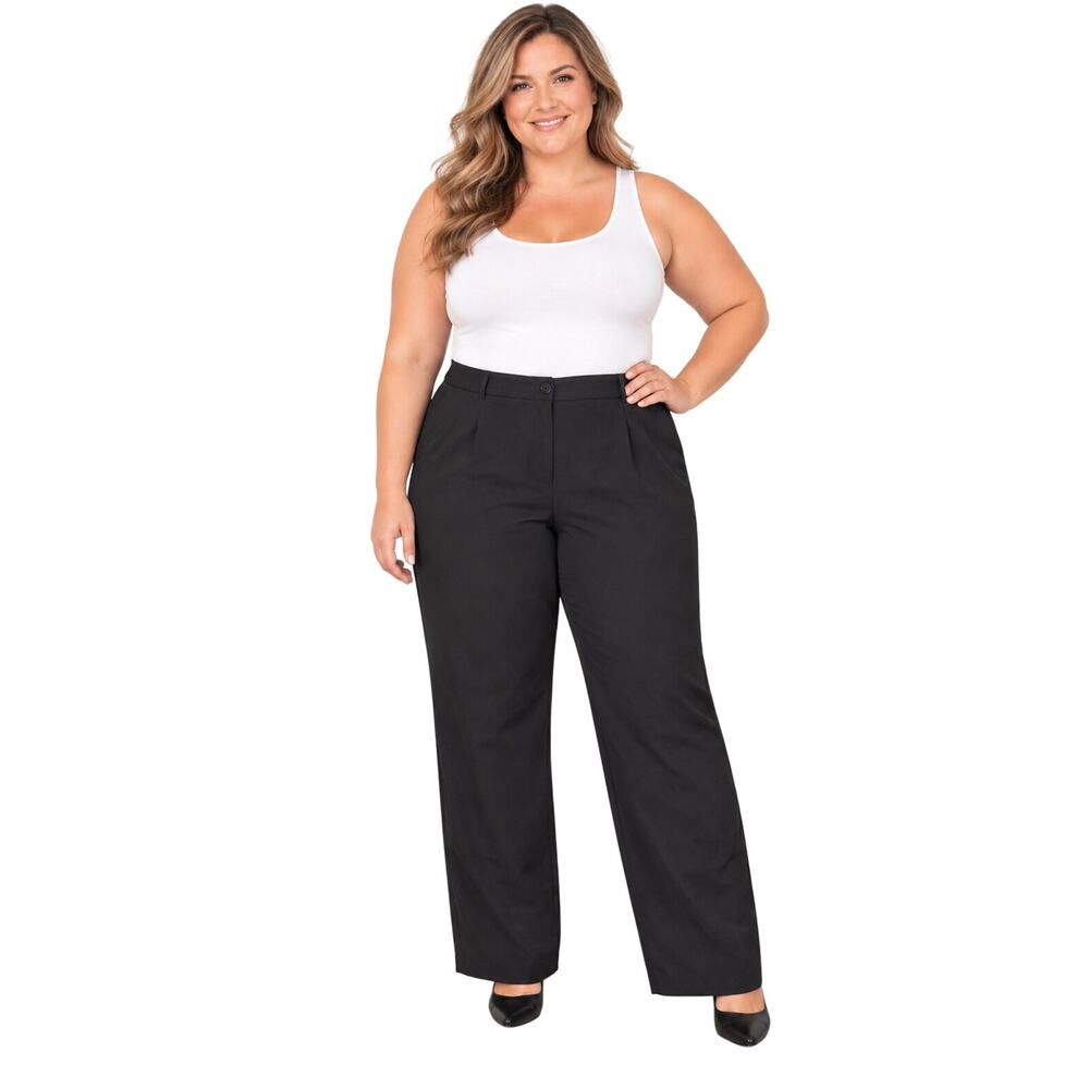 Pendleton sz 18W black 100% wool pull on elastic waist dress pants career EUC